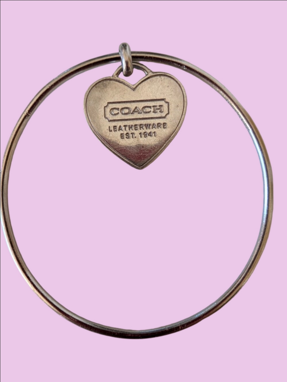 Vintage Coach Silver Heart Charm Bangle Retired Late 1990 Early Y2K